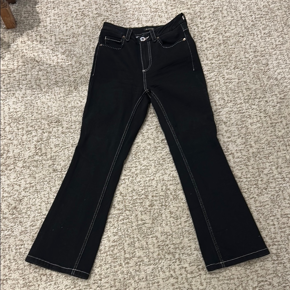 Massimo Dutti Black Cropped Ankle Jeans